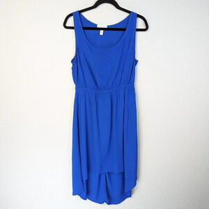 Lightweight Blue Scoop Neck Tank Dress with High Low Hem Size Large
